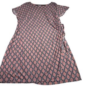 Robbie Bee‎ Dress Signature Pink/Grey/White Sleeveless Tie Sz 2XL Office Party